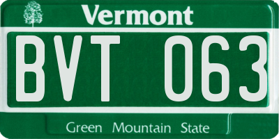 VT license plate BVT063