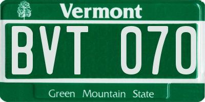 VT license plate BVT070