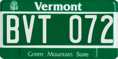 VT license plate BVT072