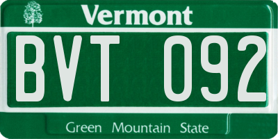VT license plate BVT092