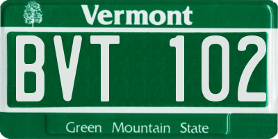 VT license plate BVT102