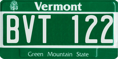 VT license plate BVT122