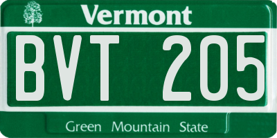 VT license plate BVT205