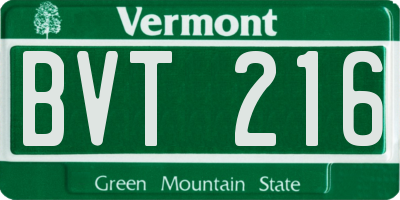 VT license plate BVT216