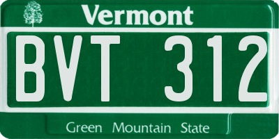 VT license plate BVT312