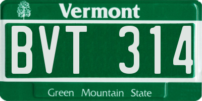 VT license plate BVT314