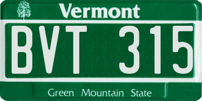 VT license plate BVT315