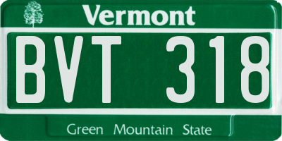 VT license plate BVT318