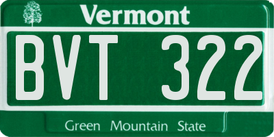 VT license plate BVT322