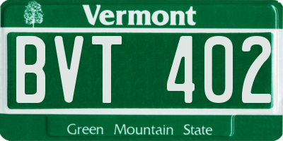 VT license plate BVT402