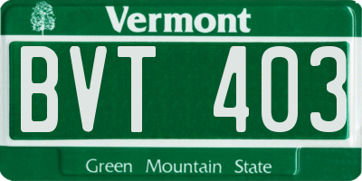 VT license plate BVT403