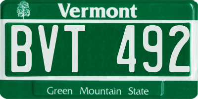 VT license plate BVT492