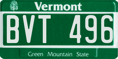 VT license plate BVT496