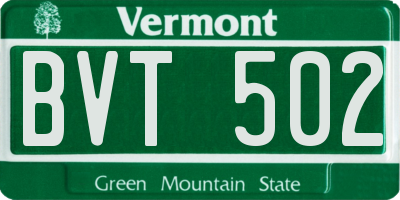 VT license plate BVT502