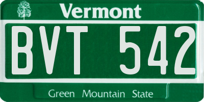 VT license plate BVT542