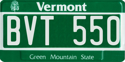 VT license plate BVT550