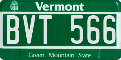 VT license plate BVT566