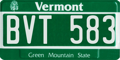 VT license plate BVT583