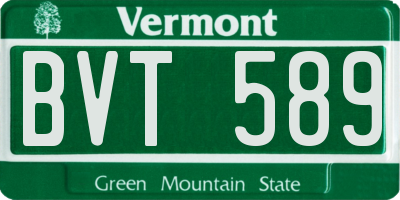 VT license plate BVT589