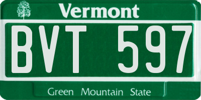VT license plate BVT597