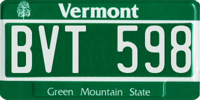 VT license plate BVT598