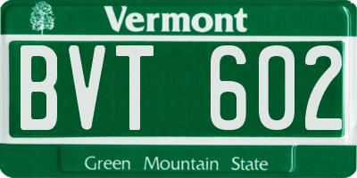 VT license plate BVT602