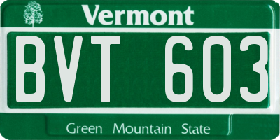 VT license plate BVT603