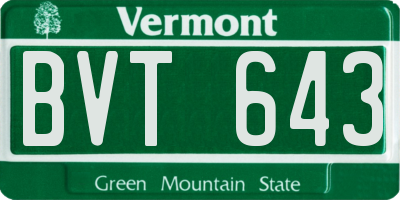 VT license plate BVT643