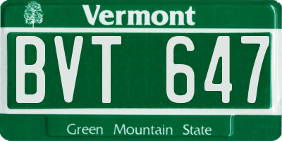 VT license plate BVT647