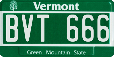 VT license plate BVT666