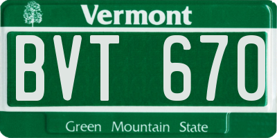 VT license plate BVT670