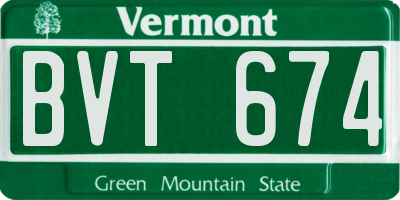 VT license plate BVT674