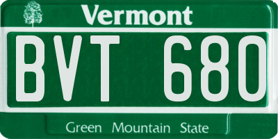 VT license plate BVT680