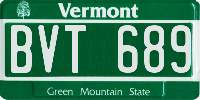 VT license plate BVT689