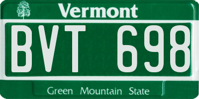 VT license plate BVT698