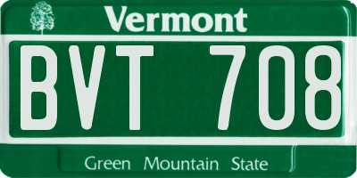 VT license plate BVT708