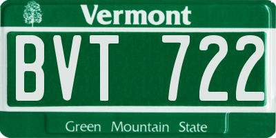 VT license plate BVT722
