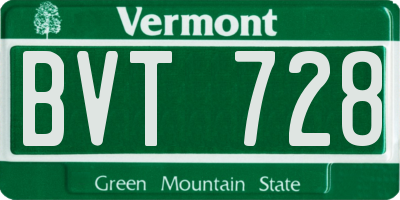VT license plate BVT728