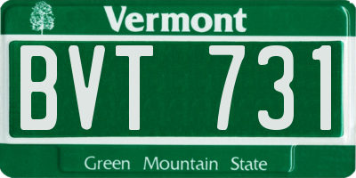 VT license plate BVT731