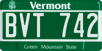 VT license plate BVT742