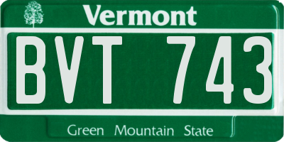 VT license plate BVT743
