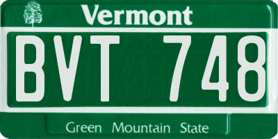 VT license plate BVT748