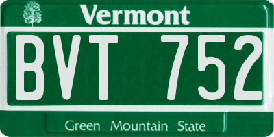 VT license plate BVT752