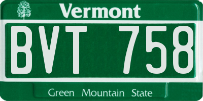 VT license plate BVT758