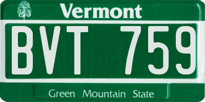 VT license plate BVT759