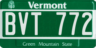 VT license plate BVT772
