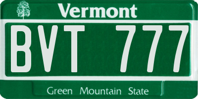 VT license plate BVT777