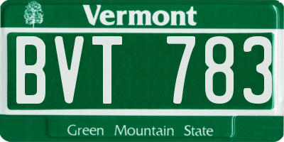 VT license plate BVT783