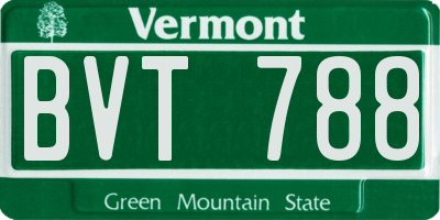 VT license plate BVT788