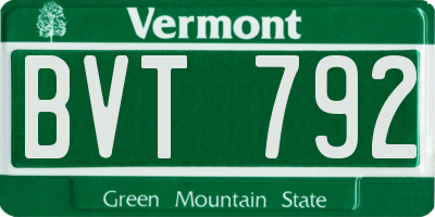 VT license plate BVT792
